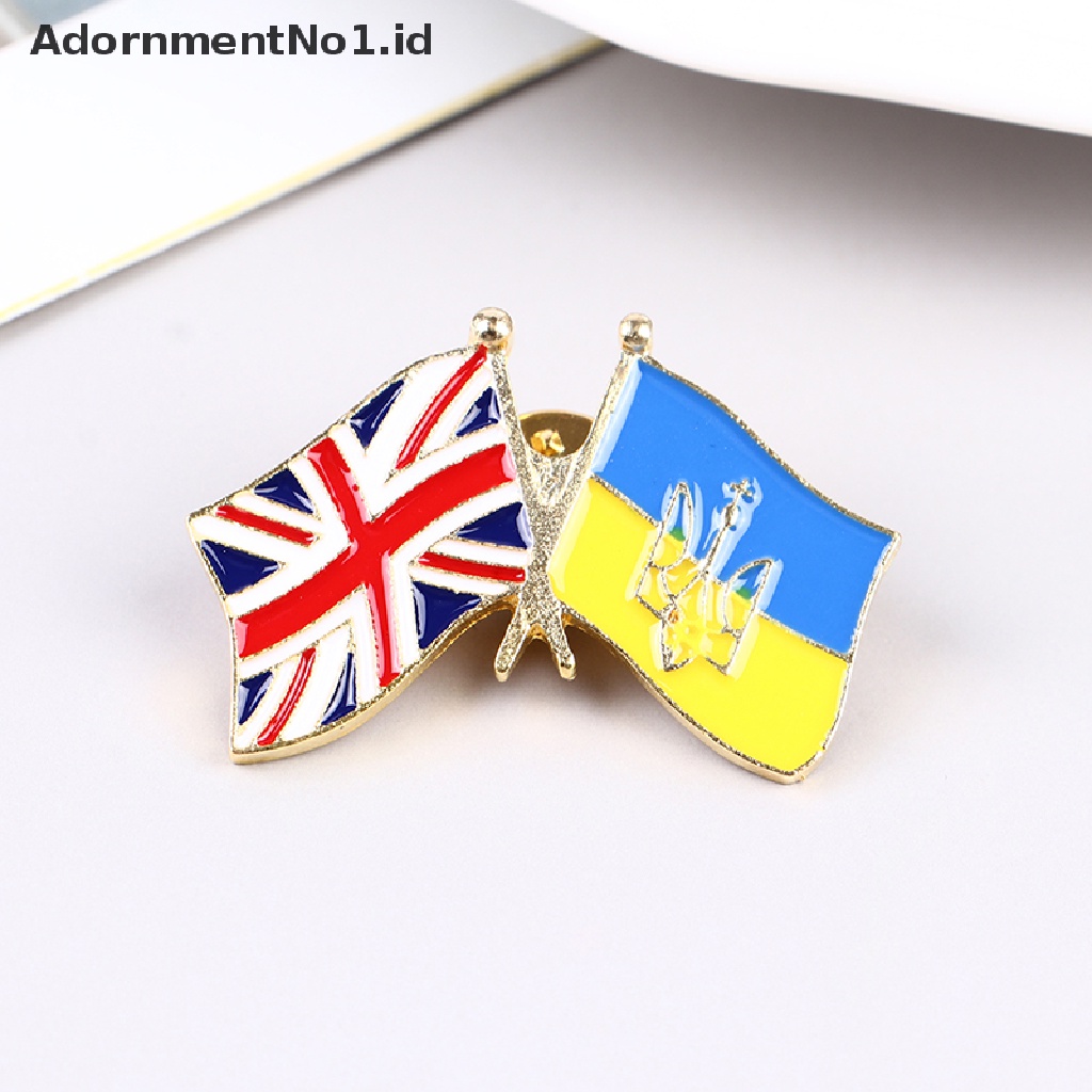 [AdornmentNo1] 1pc Bendera Ukraina Bros Aksesoris Pakaian Pin Logam Lencana Souvenir Badge [ID]