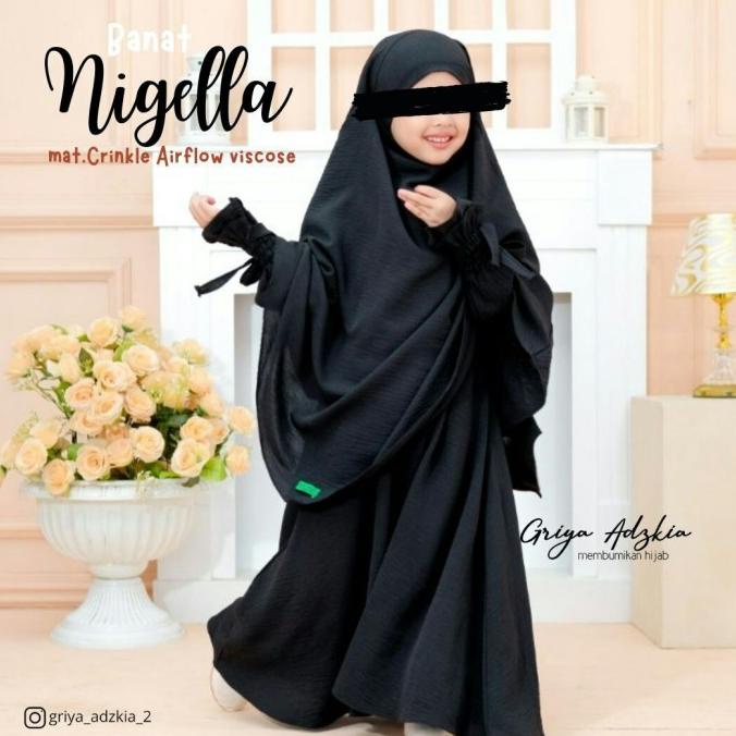 Gamis Anak Set French Khimar Nigella by Griya Adzkia (Black)