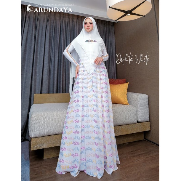 gamis dipta black white hitam putih syari joza arina clothing