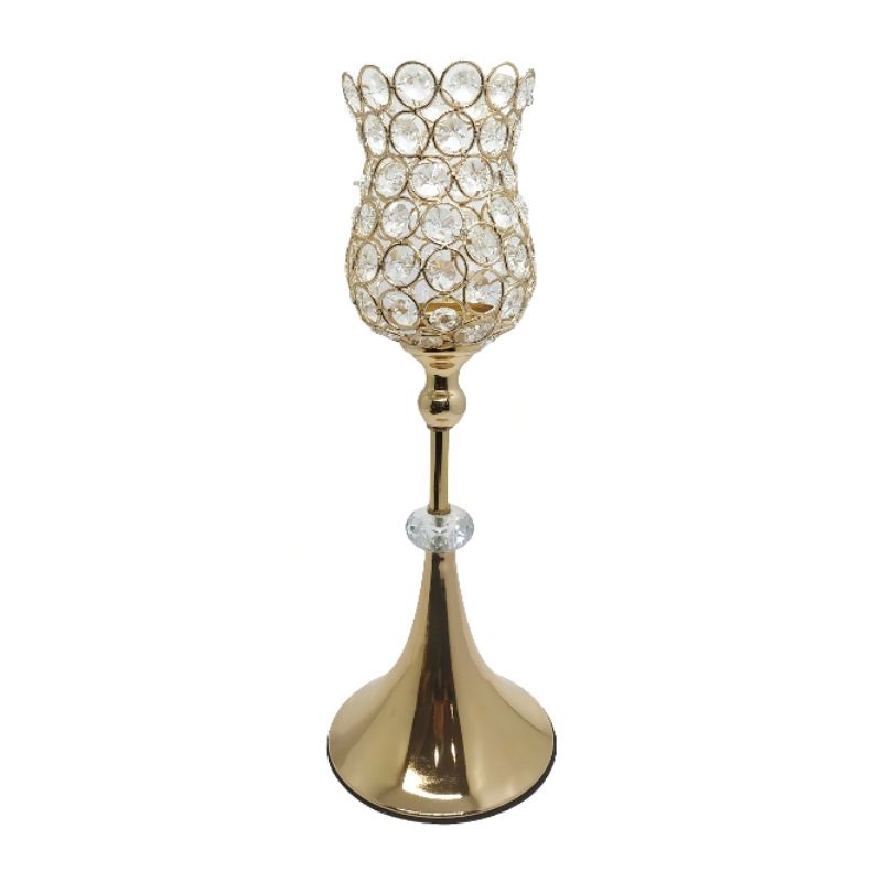 Candle Stik Holder Bentuk Lentera Crystal T:40cm ML3240