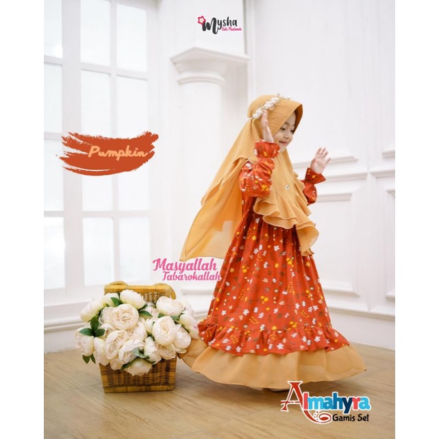 Gamis Set Hijab Anak Syar'i Dress Muslimah Set Hijab Gamis Anak Usia 1-8 Tahun