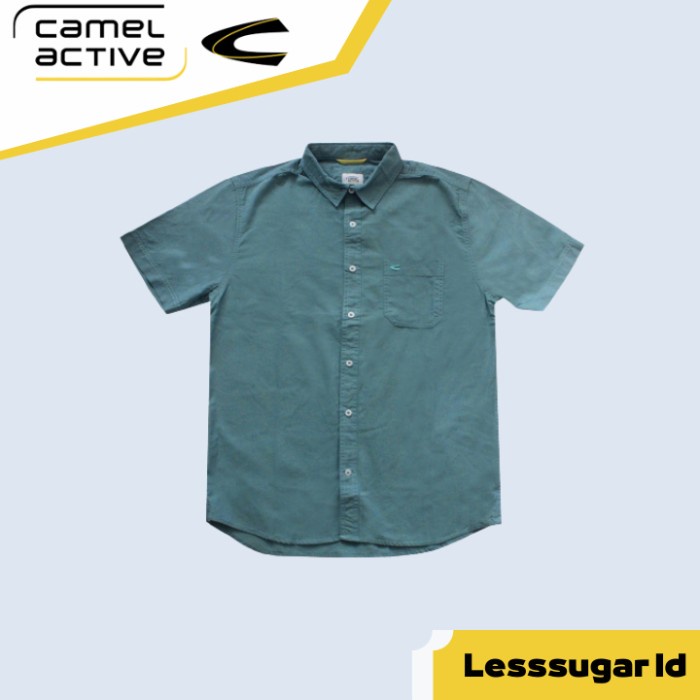 Kemeja CAMEL ACTIVE Warna Lagoon Polos Bahan Katun Casual Formal