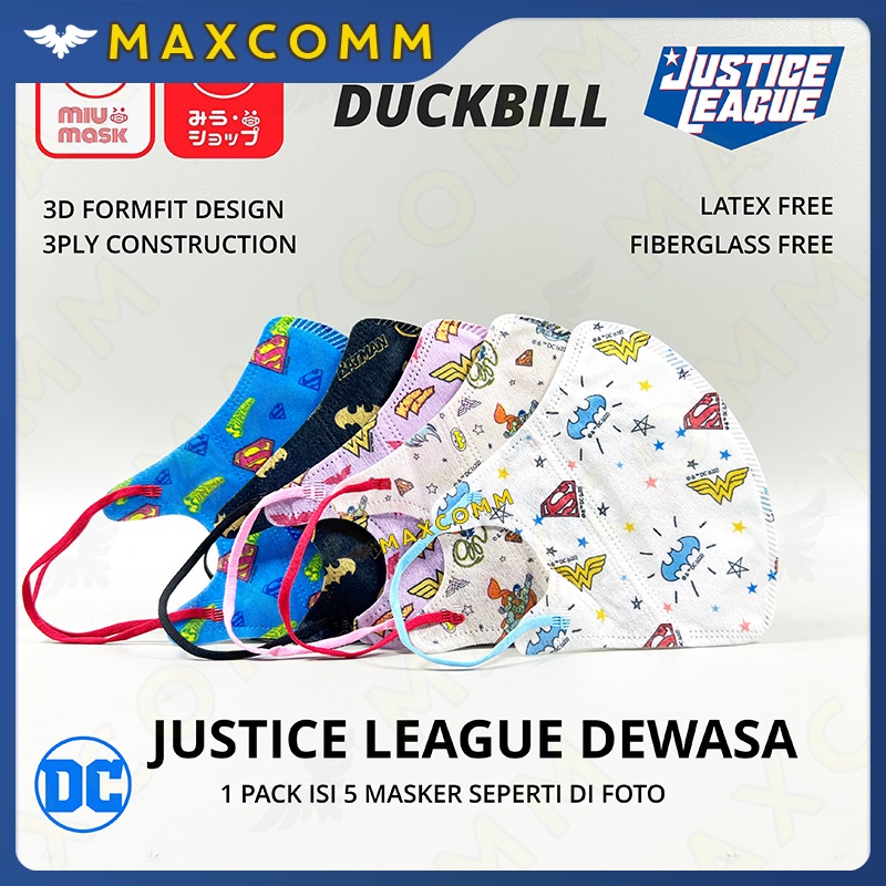 Masker MIU MASK Justice League 3D Duckbill Mask Dewasa (3Ply)