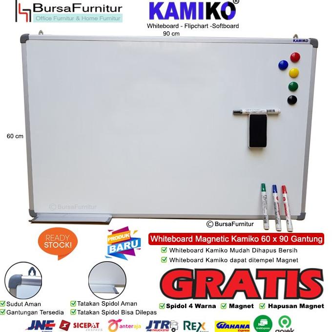 

Whiteboard Kamiko 60 x 90 Spidol H,B,HJ, M, Hapus magnet, Magnet