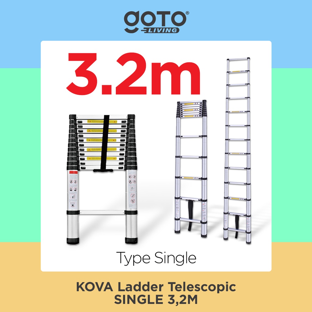 Tangga Lipat Aluminium Teleskopik 3.2M Single Telescopic Ladder 3.2 M