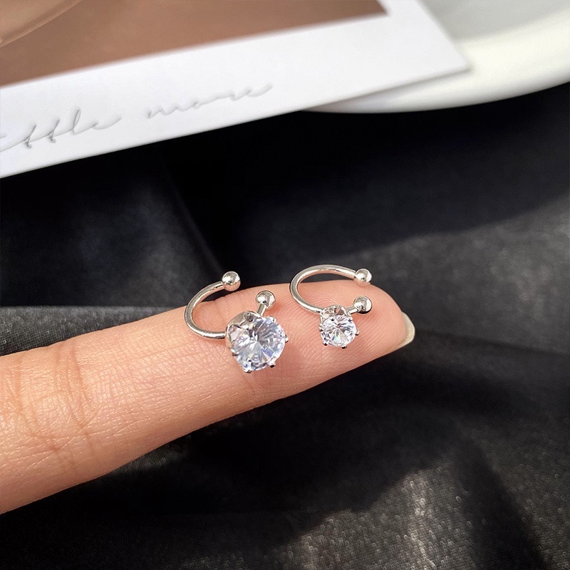 Papaozhu 1PC Chic s925 Perak Tanpa Tindik Glittery Zirkon Klip Anting Untuk Wanita Gadis Elegan Berlian Imitasi Cuff Earrings Hypoallergenic Telinga Perhiasan Hadiah