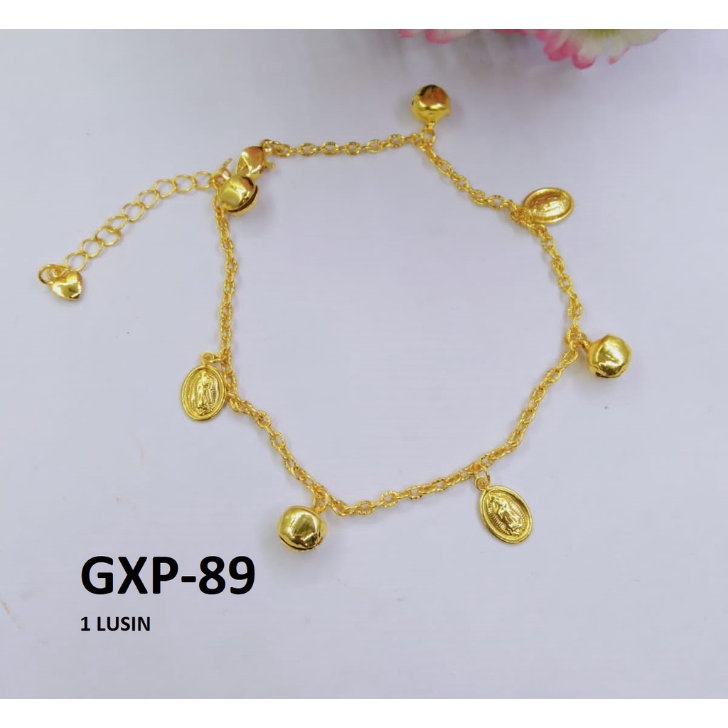 [1 LUSIN ISI 12] GELANG XP RANTAI EMAS GOLD LONCENG BULAT OVAL TERMURAH / DUNIA GELANG TERBARU