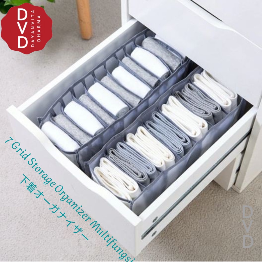 Organizer Pakaian Dalam 7 Sekat - 7 Grid Storage Organizer Multifungsi - Sekatan Laci - Organizer Le