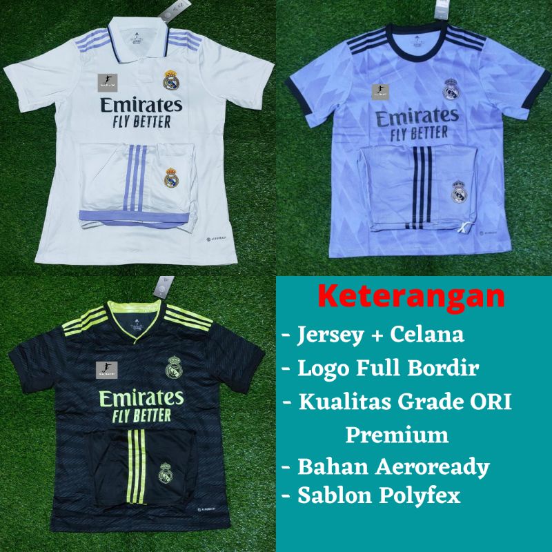 Setelan Jersey Real Madrid Home 2022 2023 Grade Ori Import Baju Sepak Bola Pria Dewasa