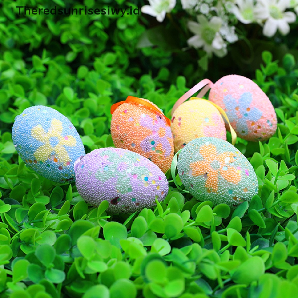 # Baju Lebaran # Foam Easter Egg Set Dengan Keranjang Hiasan Paskah Untuk Sarang Taman Telur Palsu DIY Craft Anak Hadiah Favor Home Easter Party Decor~