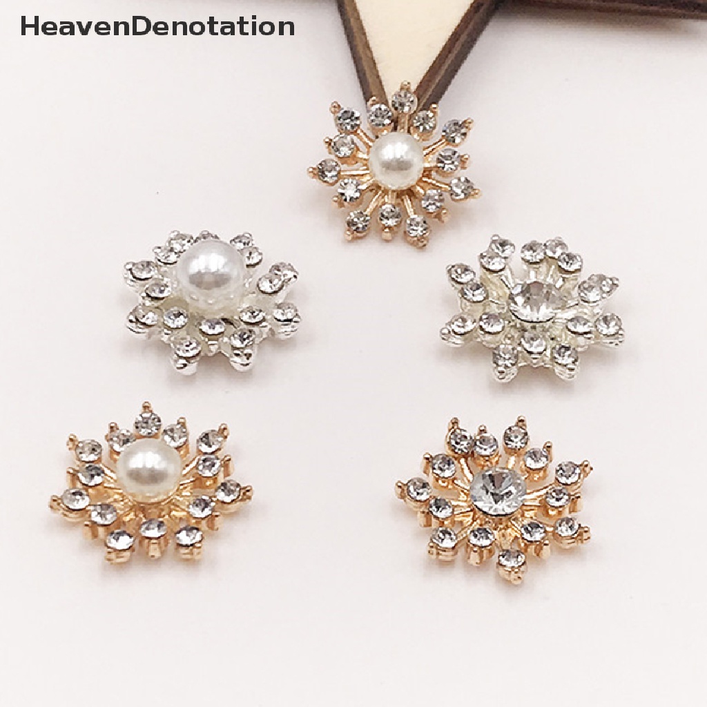 [HeavenDenotation] 10pcs Snowflake Pearl Strass Rhinestone Buttons For DIY Craft Clothes Accessory HDV