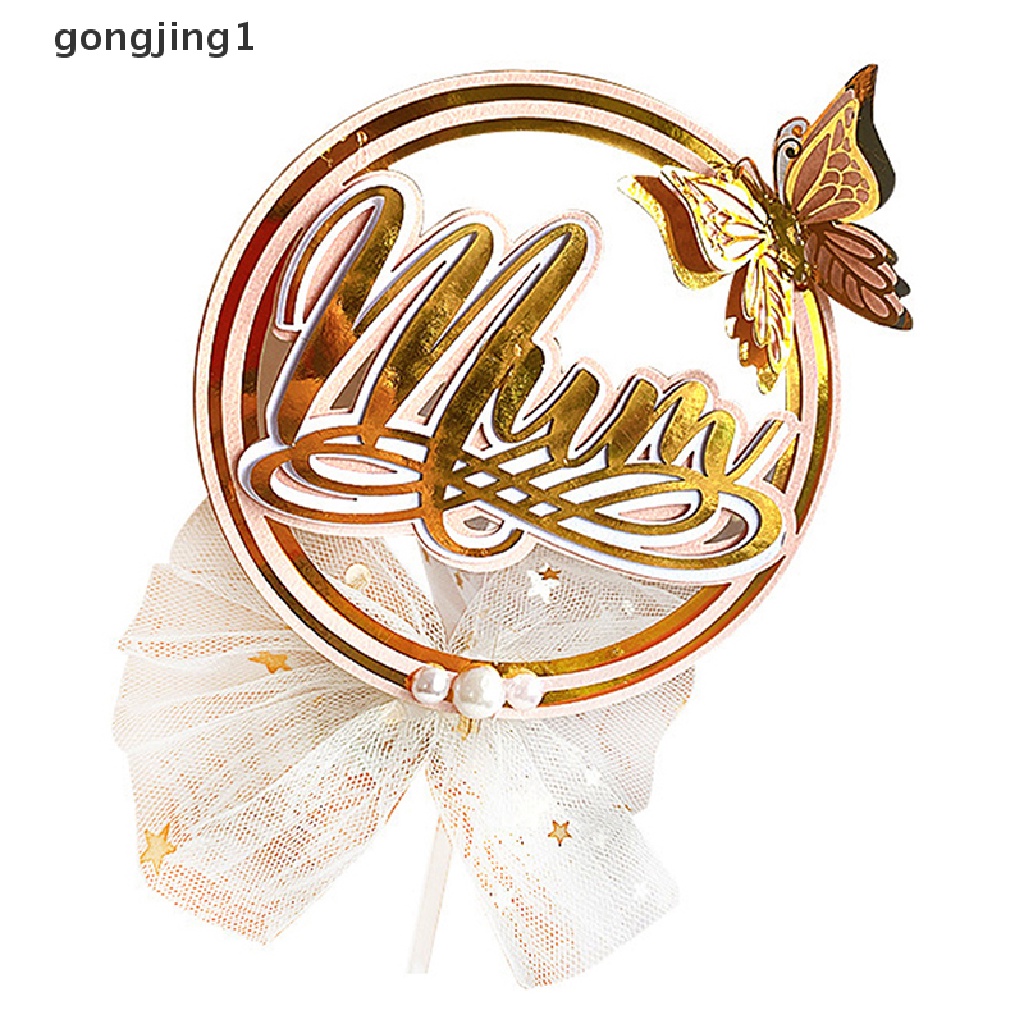 Ggg Kupu Emas Hiasan Kue Happy Mother's Day Cake Topper ID