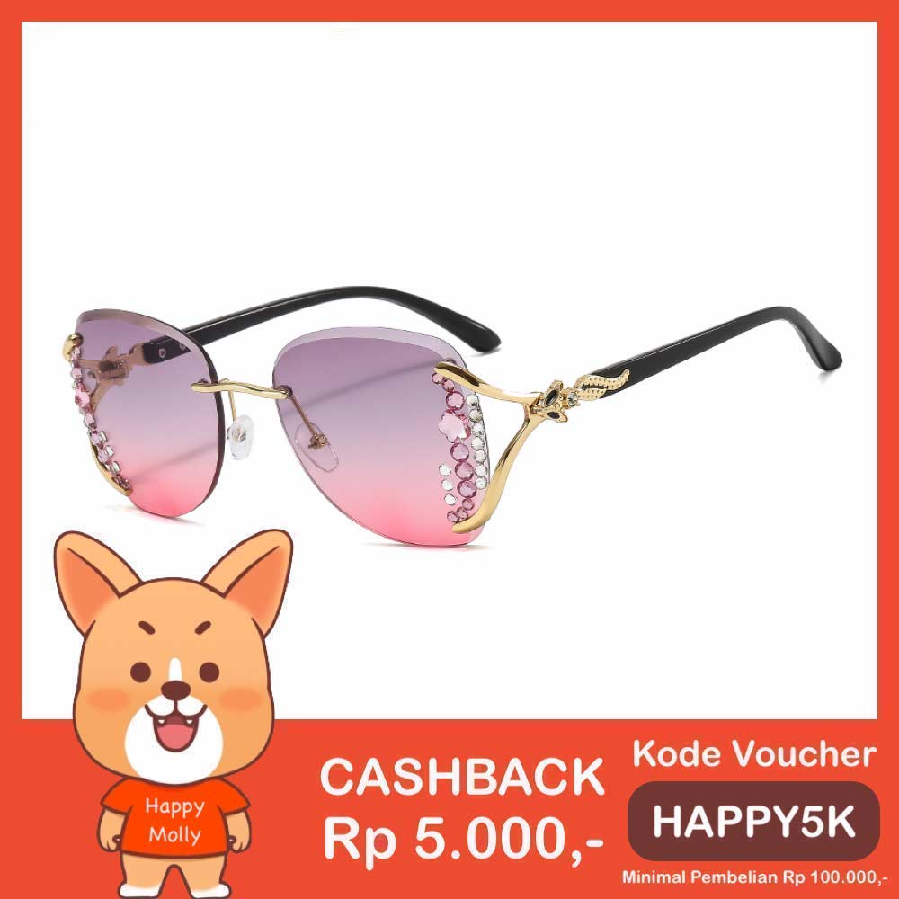 Kacamata UV400 [ Grey Pink ] Anti Radiasi - Sunglasses Wanita Korea - HM8162