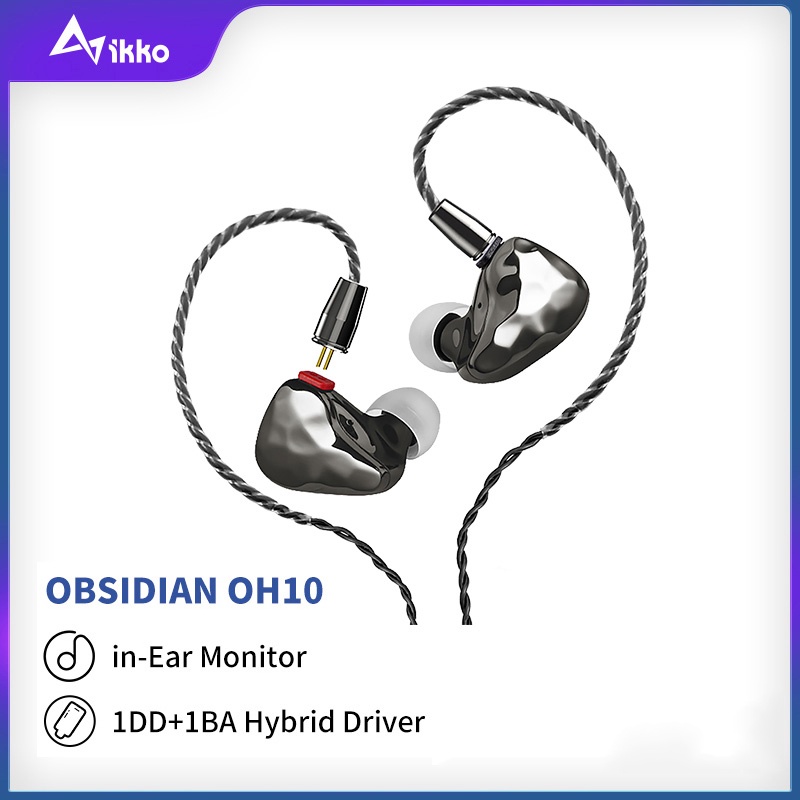 Ikko OH10 Earphone Kabel HIFI Headphone IEM Headset Game Musik In-ear Audio 1BA+1DD Dual Hybrid Earbuds