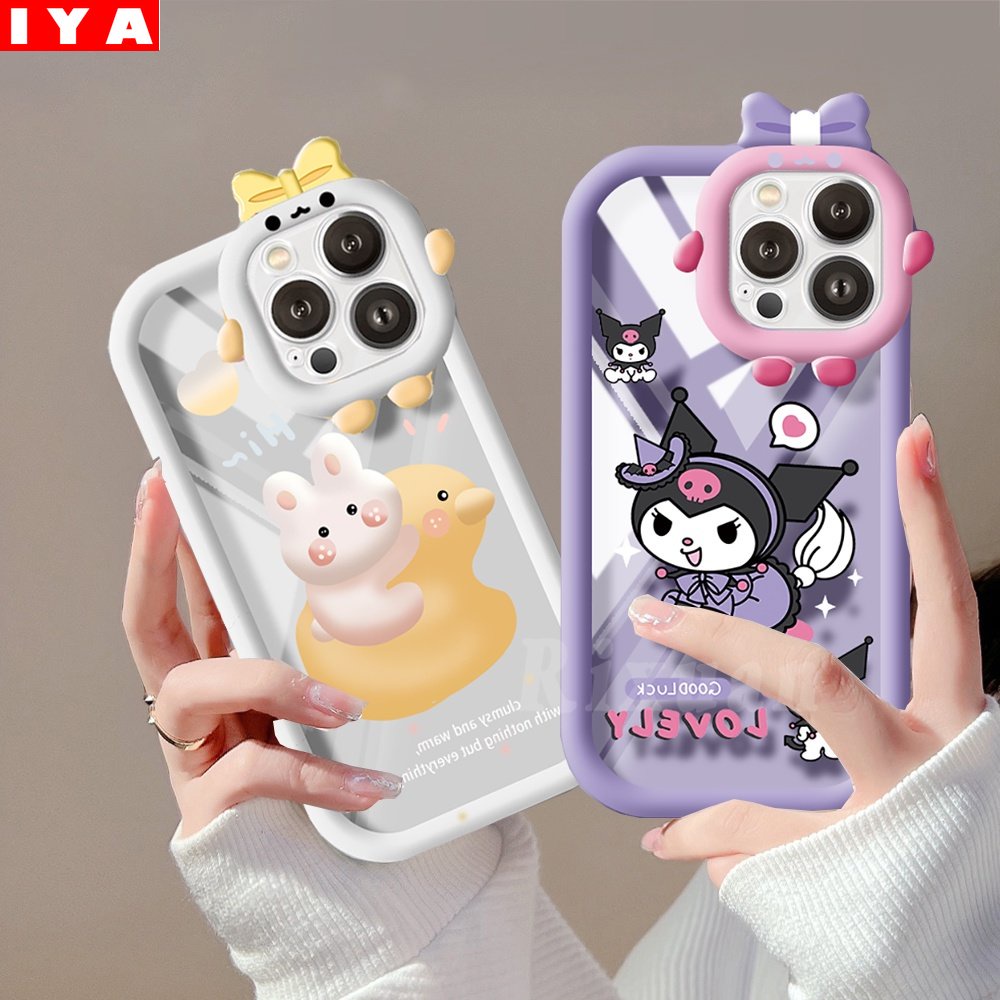 Kuromi Case OPPO A17 A17K A77s A57 A15 A95 A96 A12 A54 A16 A55 A16K A5s A3s A76 A74 A7 A53 A52 A31 A5 A9 Reno 5F Good Luck Lensa Bunny Monster Tahan Guncangan Bening Casing Handphone