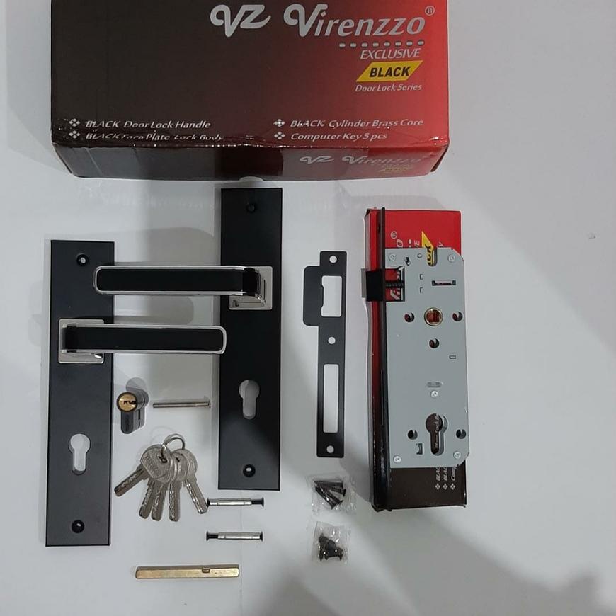 ❉ KUNCI PINTU/GAGANG PINTU/HANDLE PINTU STAINLESS HITAM VIRENZZO BLACK SERIES BESAR ☇