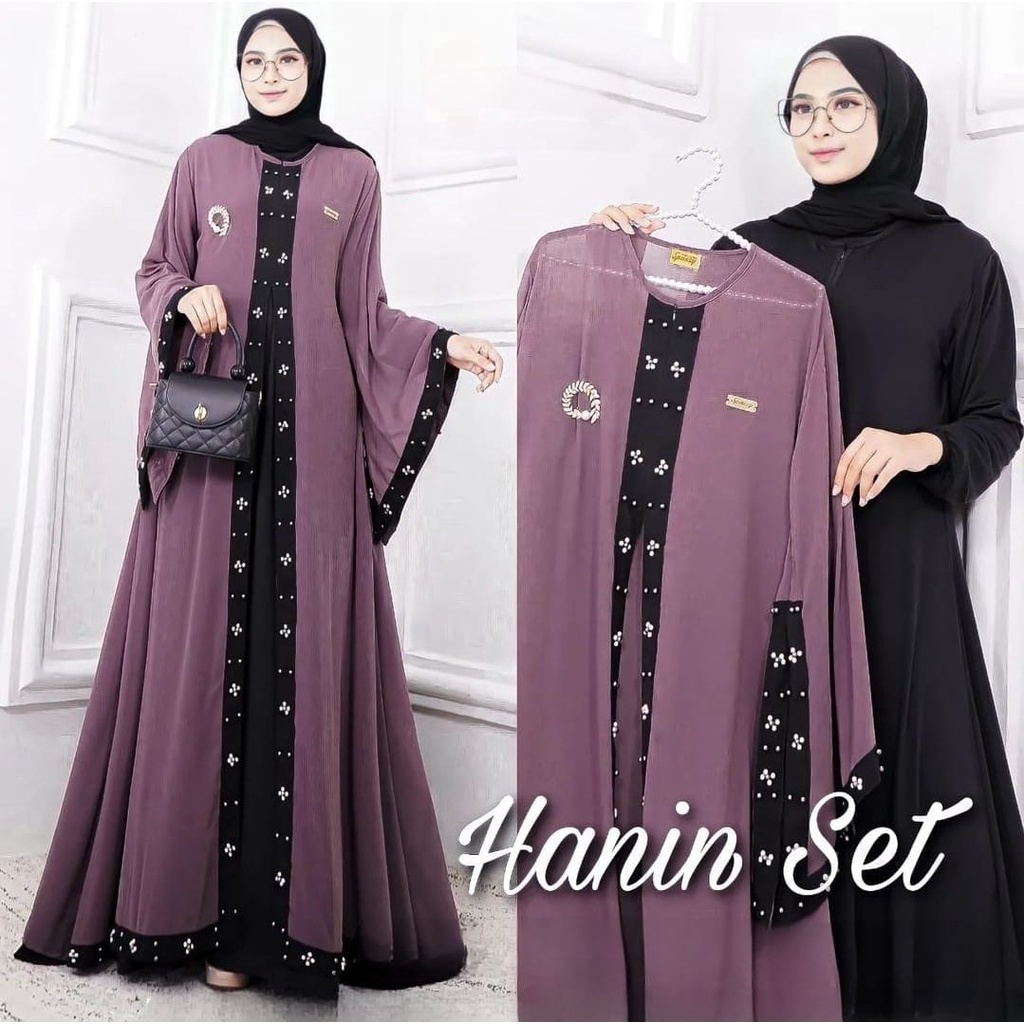 Hanin One Set 2in1 Gamis Muslim Maxy Arabian Matt Ceruty Babydoll Fit To XL Besar Premium