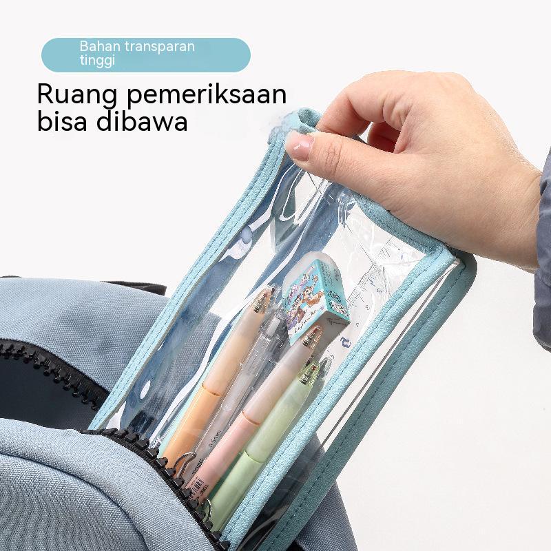 Tempat Pensil Transparan Kapasitas Besar Model Korea / Simple Untuk Pelajar / Kantor