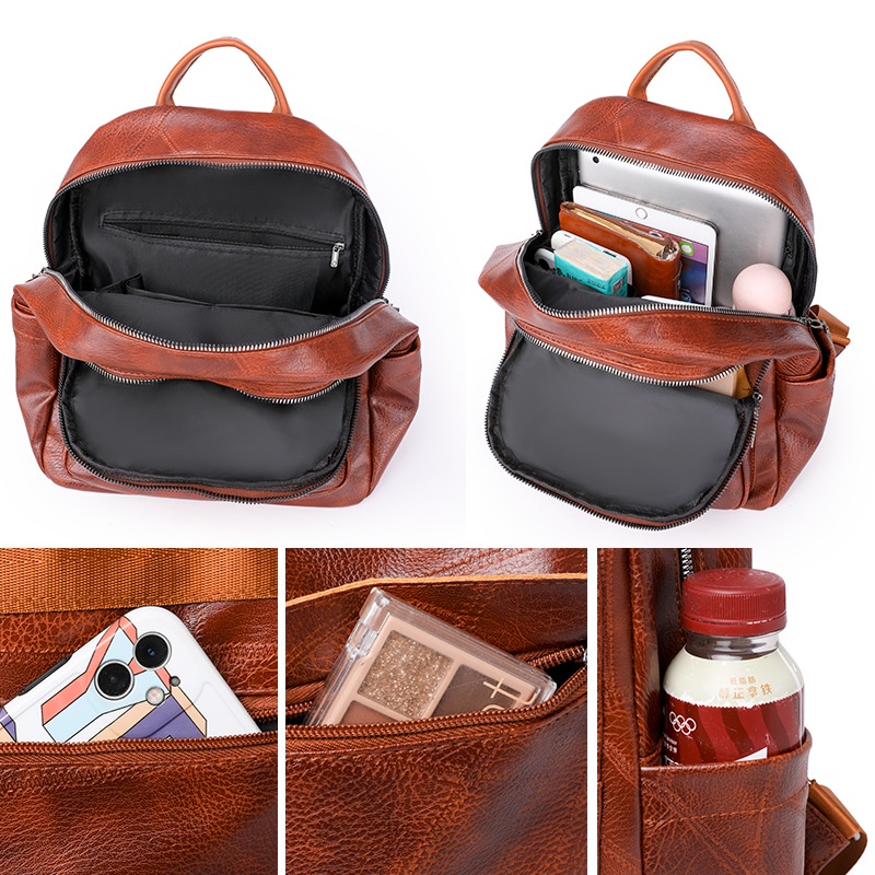 TAS RANSEL WANITA IMPORT BACKPACK KULIT COKLAT NATENIA TA728B7 SEKOLAH KULIAH KERJA GENDONG PUNGGUNG FASHION KEKINIAN CEWEK PREMIUM KOREA REMAJA MURAH BRANDED BATAM