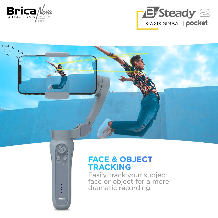 Brica B Steady 2 Pocket 3 Axis Holder Smartphone HP Gimbal