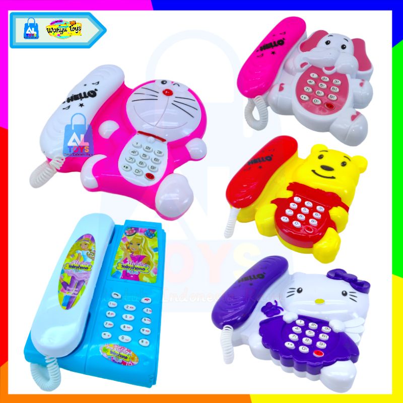 MAINAN ANAK-ANAK TELFON RMAH KARAKTER MAINAN TELEPON RUMAH / GAJAH / HELLO KITTY / BERUANG / DORAEMON