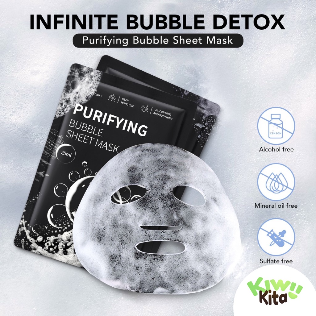 KIWI KITA-YOU Purifying Bubble Sheet Mask Bubble Detox| Masker Wajah | Moisturizer &amp; Oil Control