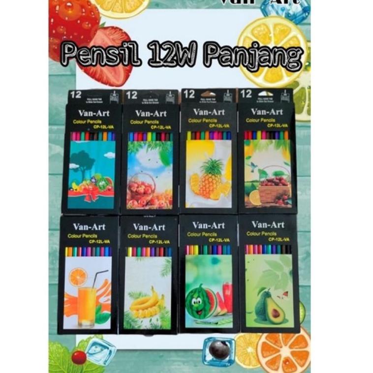 

E33 (HARGA per set 12 warna) Pensil 12W Panjang Van-Art, pensil 12 warna panjang, PRODUK TREND ヷ