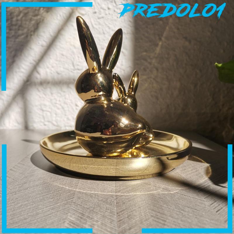 [Predolo1] Nampan Hias Patung Kelinci Kamar Mandi Vanity Tray Centerpiece Trinket Tray Nampan Perhiasan Untuk Pintu Masuk, Meja Meja, Ruang Tamu