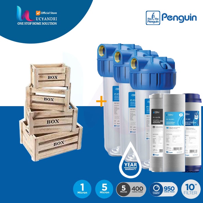 PAKET FILTER SARINGAN AIR Tanah/Sumur Kotor PENGUIN PP CTO GAC PRO