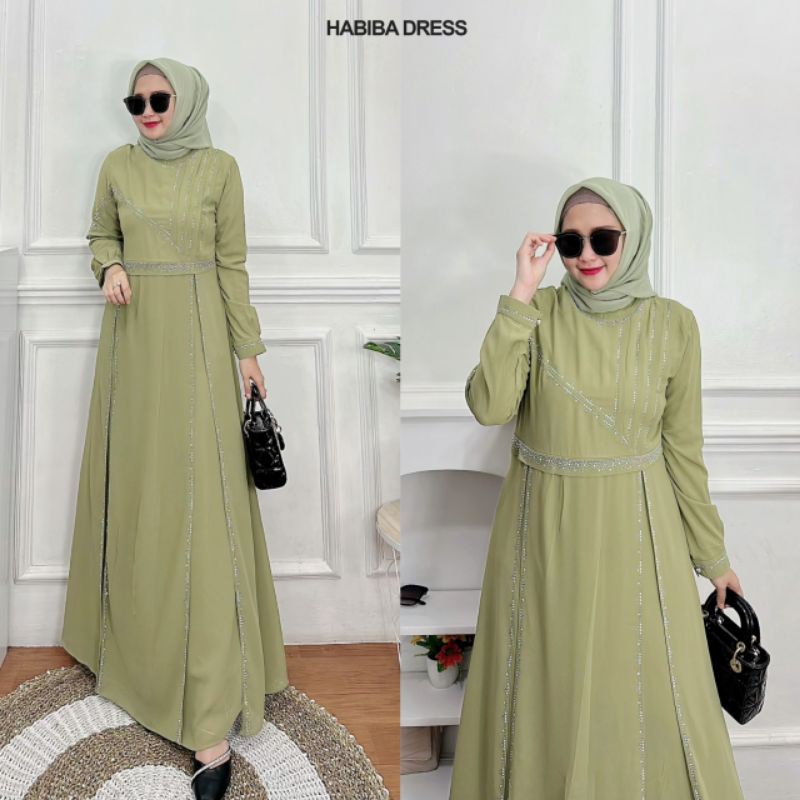 Gamis Mewah Terbaru  Habiba dress by FW Fashion Wadah Muslim Abaya Cerruty Fashion Muslimah Terkini 