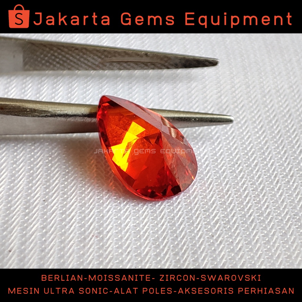 Batu Permata Zircon Tetes AAA - 8x12mm - Cut Standart - Orange
