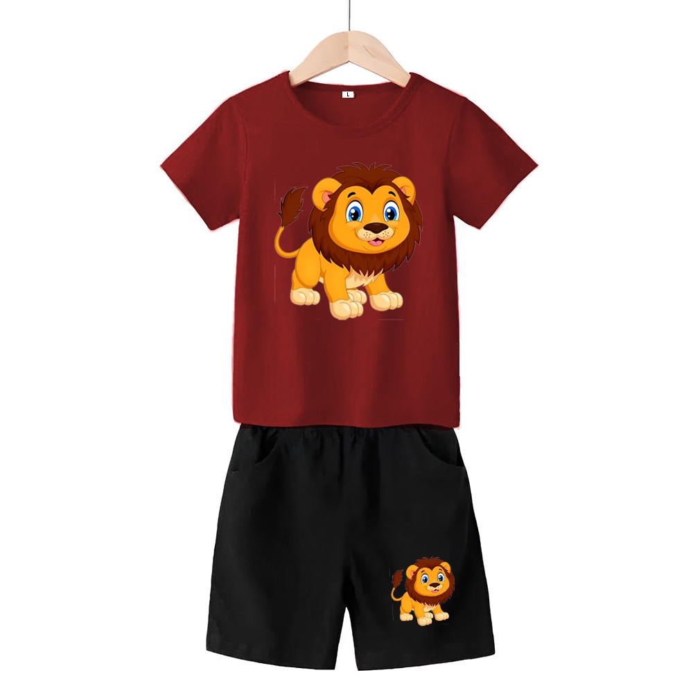 Baju Stelan 3/4 Anak Lion Cowok Cewek  Usia 1 - 4 Tahun Celana Pendek Harian