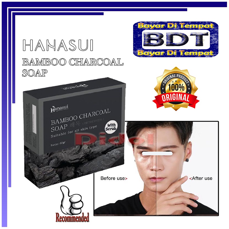 Best Seller  Sabun Wajah Pria Hanasui Bamboo Charcoal Soap Sabun Wajah Mengontrol Produksi Minyak Be
