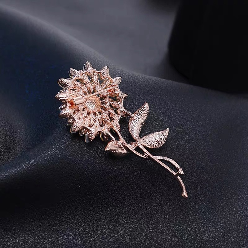 Korea Gaya Ledakan Bersinar Bunga Matahari Kristal Bros Berlian Imitasi Sun Flower Brooch Aksesoris Populer