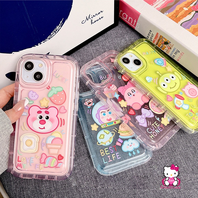 Case Strawberry Bear Manyo Kirby Lucu Untuk Samsung A50 A52 A23 A13 A32 A52s A02s A03 A20 A04 A12 A04s A50s A30s A04E A11 A03s A30 M13 Bening Lembut Airbag Shockproof Cover