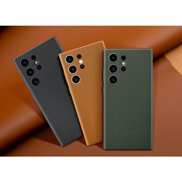 Casing Samsung Galaxy S23 S23+ S23 Ultra Leather Case Camel Green Black