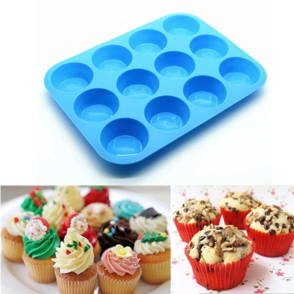 R-FLOWER Cupcake Tray Bulat Dapur Tebal Silikon Muffin Cup