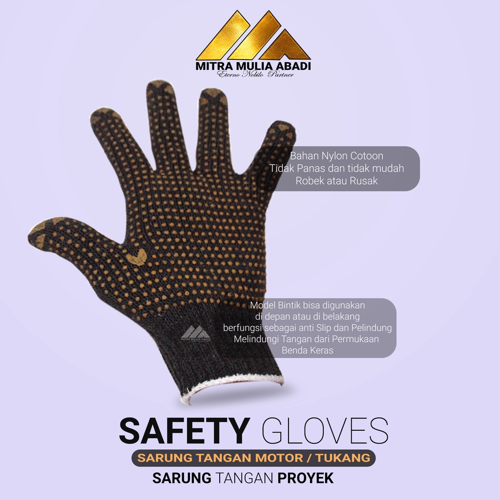 Sarung Tangan Bintik Nylon Latex Proyek Motor Safety Gloves