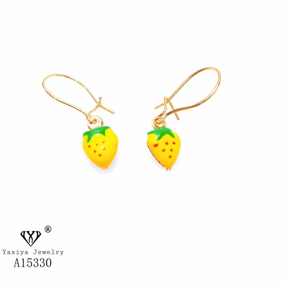 Baru Yaxiya Anting Anak / Bayi Perempuan Strawbery Lapis Emas Perhiasan Imitasi Gold 18K 347