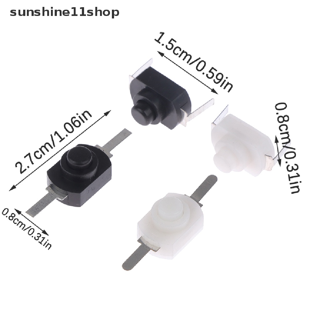 Sho 10pcs DC 30V 1A Hitam Putih Saklar Tombol Tekan On Off Mini Untuk Torch Elektrik N