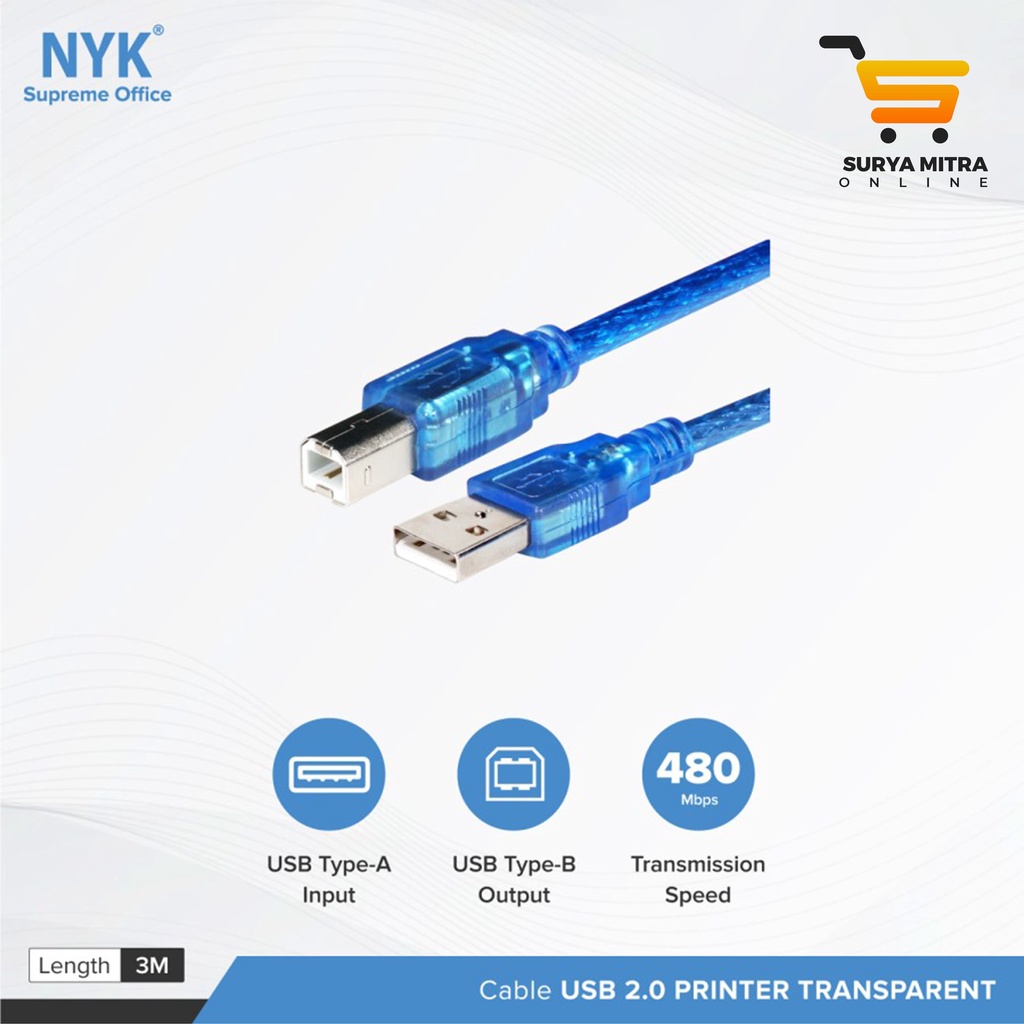 Cable USB Printer NYK 3M V.2.0