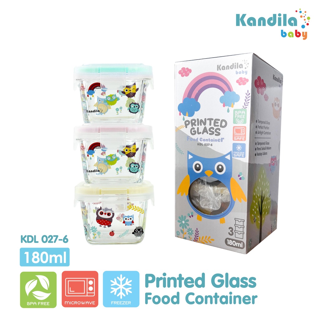 Kandila Baby Printed Glass Food Container 180ml KDL027-6