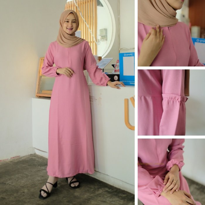 Larasati Gamis Putih Wanita Baju Gamis Crinkle Airflow Baju Dress  Muslim Wanita Busana Lebaran Umroh Terbaru