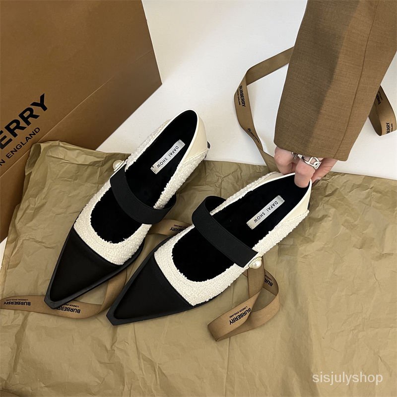 #Sisjuly# Sandal Tali Elastis Wanita Sepatu Tunggal Tumit Tengah Wanita