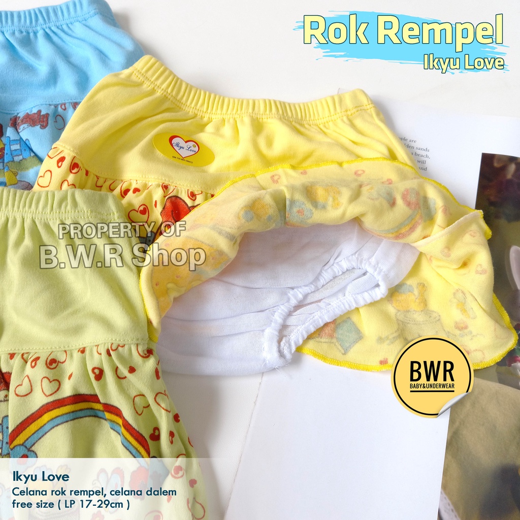 [ 3pc ] Celana Rok Rempel Ikyu Love / Rok Celana Dalam Anak Perempuan Lucu | Bwr