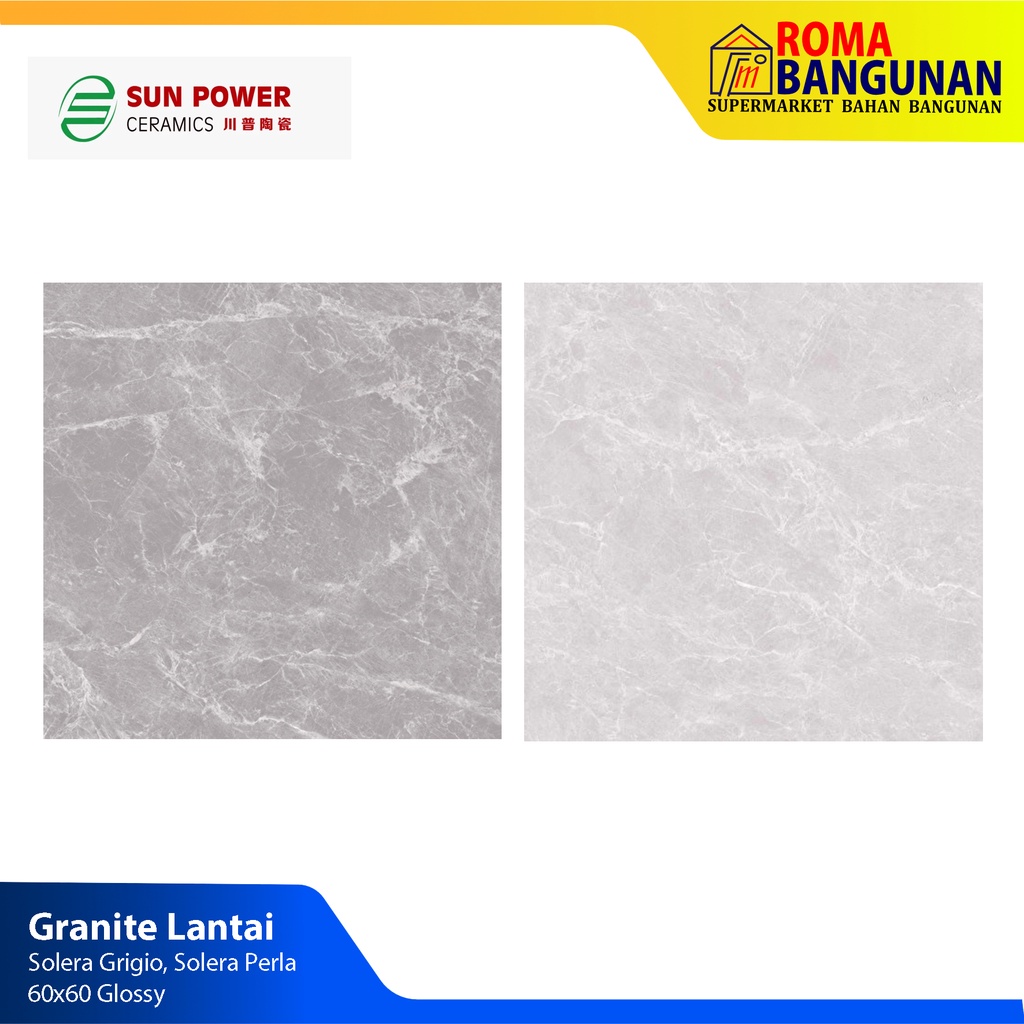 Sun Power Granite Lantai Granit Motif Marble Glossy Solera Grigio Solera Perla 60x60