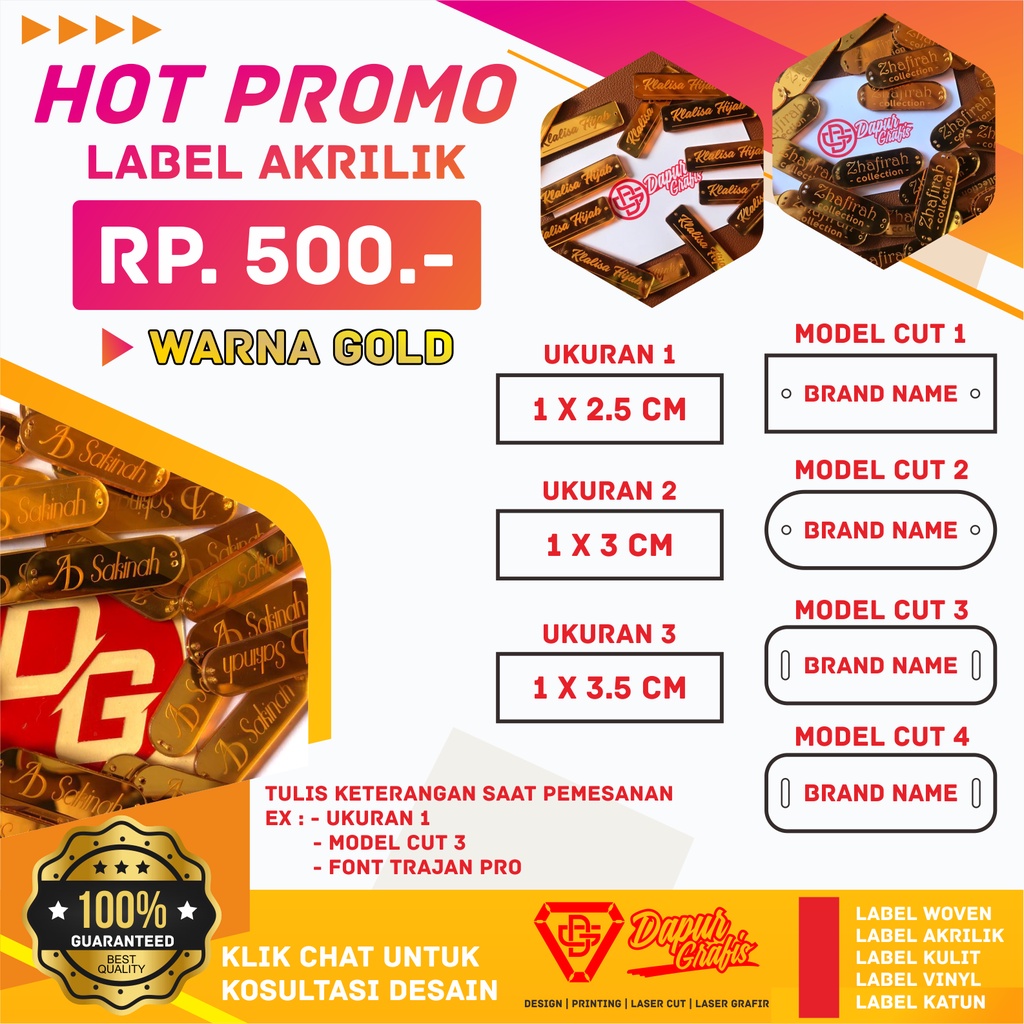 

[HOT PROMO] Label akrilik hijab, Label akrilik gold, Label Akrilik rose gold