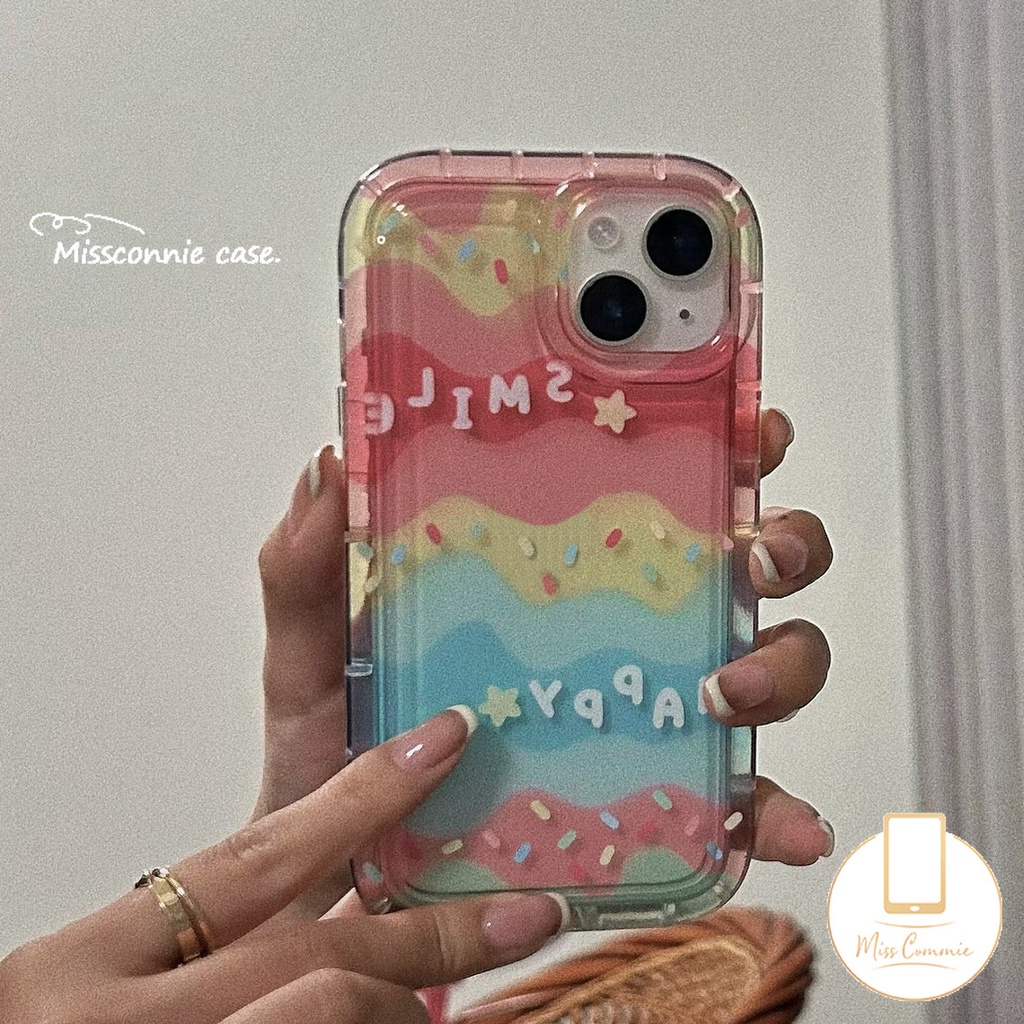 IPHONE Kreatif Pelangi Warna-Warni Ponsel Cover Kompatibel Untuk Iphone11 12 13 14 Pro Max XR 7 8 6s 6 Plus X XS Max SE 2020 Ins Permen Warna Soft Tpu Bening Shockproof Airbag Case