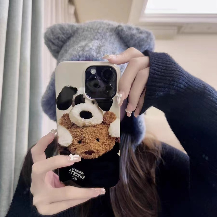 IPHONE Ins Muppet Pola Beruang Cocok Untuk Iphone14 14pro 14plus 13 13mini 13pro 13prm iPhone12 7Plus 8Plus Xr XS 13 12mini Pro Max Empat Sudut Casing Ponsel Tahan Guncangan