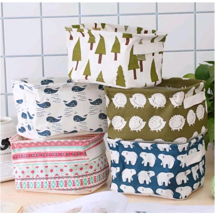 Keranjang Lipat Storage Box Organizer Kanvas Kotak Penyimpanan Tempat Wadah Aksesoris Multifungsi